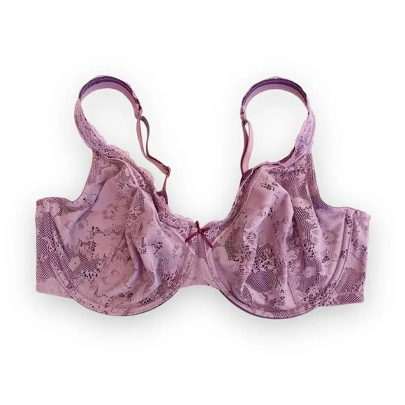Cacique Purple Lace Cup Bra Full Coverage Brassiere 40DD Curvy Plus-size - Picture 1 of 12